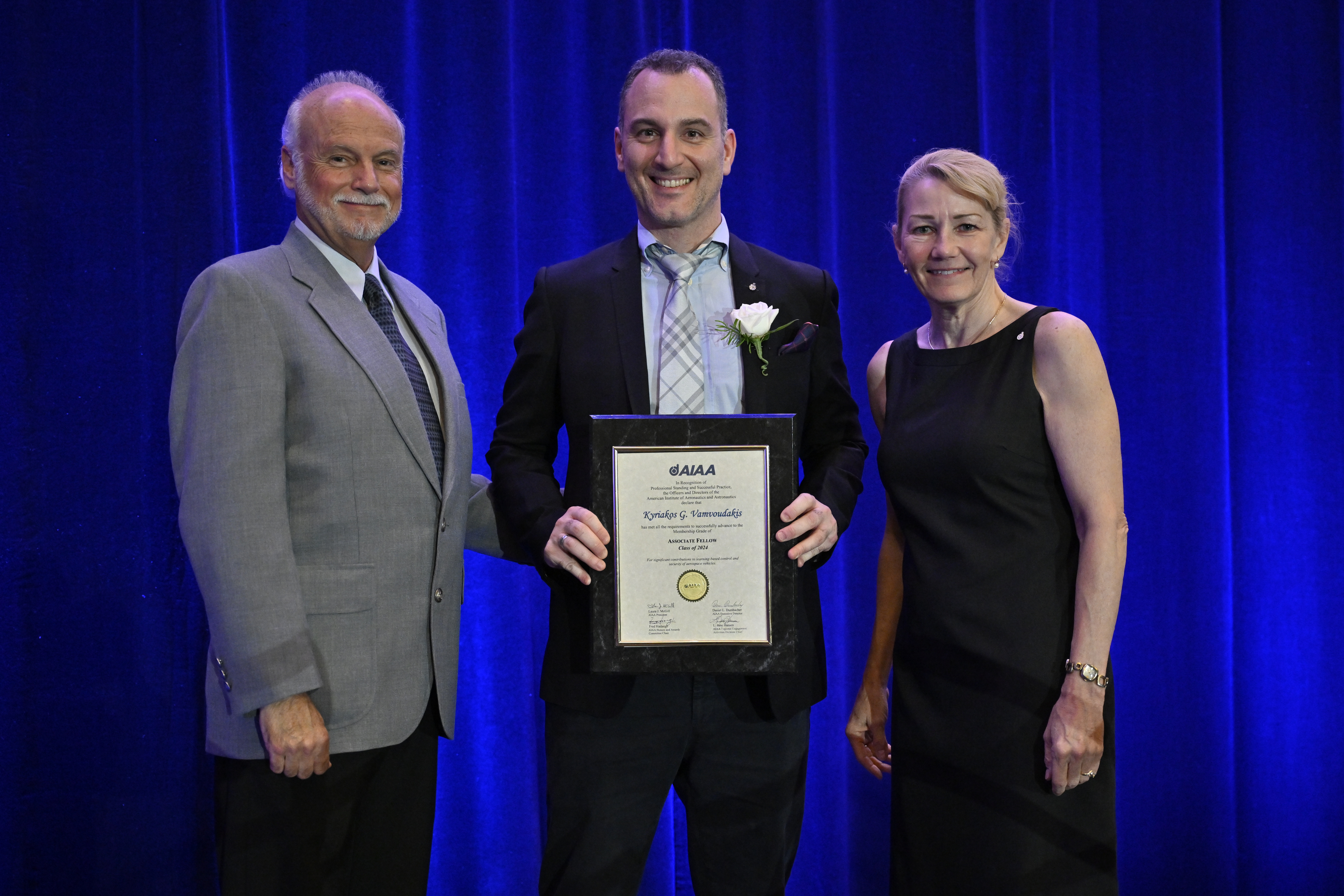 Recognition as an AIAA Associate Fellow. (Photo by David Becker/AIAA)